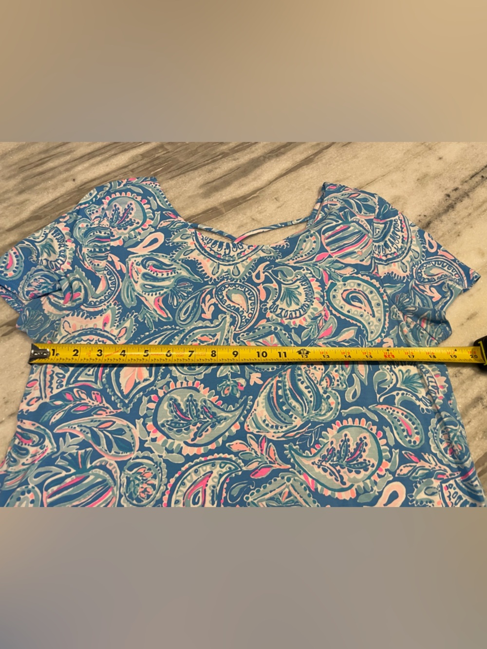 Lilly Pulitzer Blue Paisley Short Sleeve Shift Dress - Picture 3 of 7